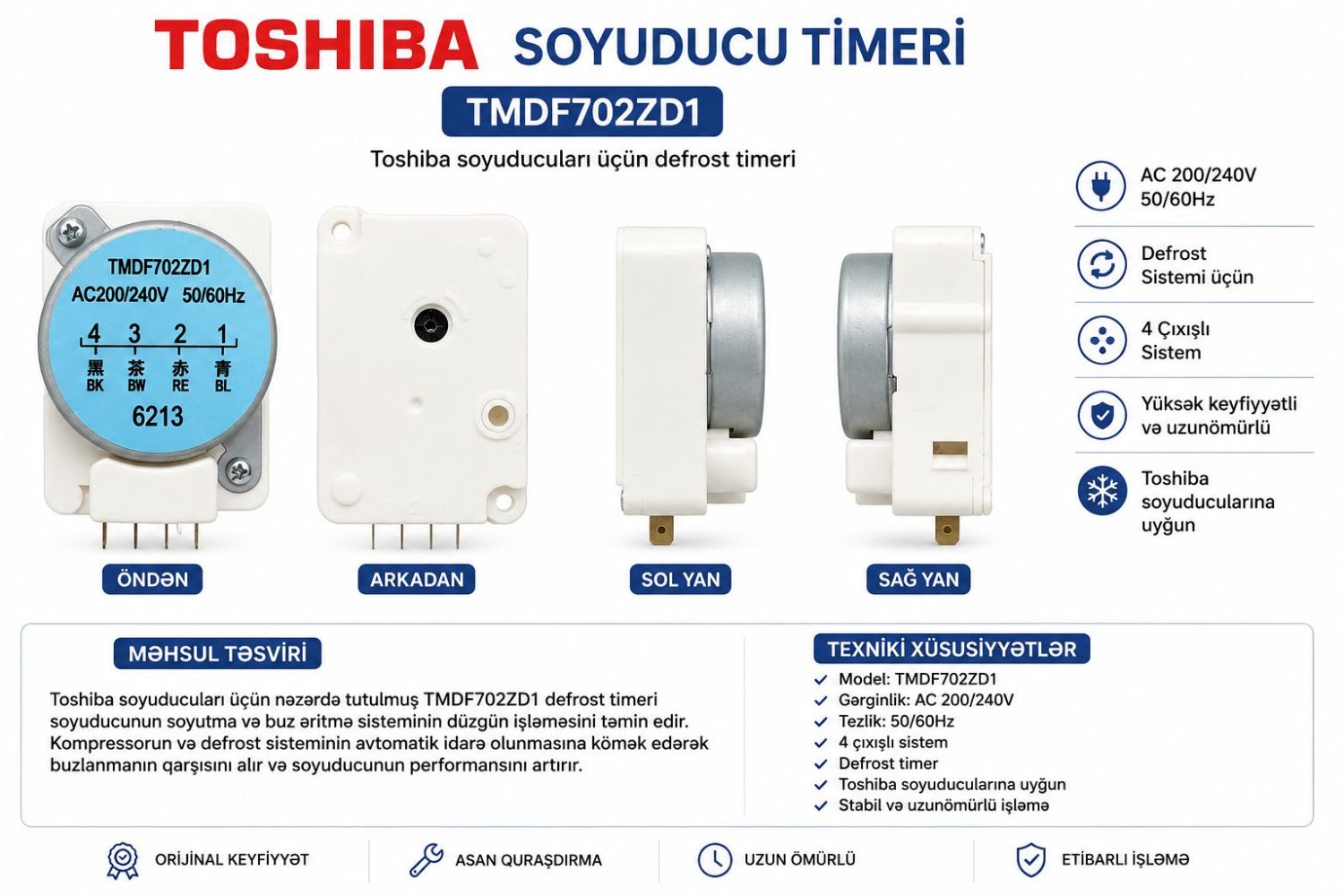Toshiba Soyuducu Timeri TMDF702ZD1