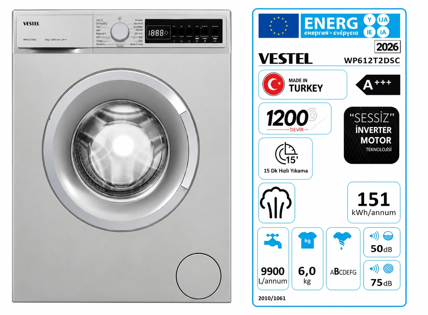 Paltaryuyan Vestel 6 kq  WP612T2DS