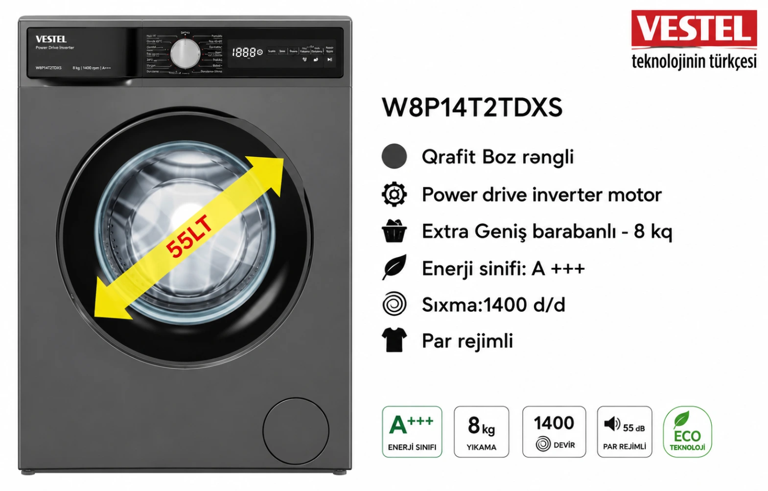 Paltaryuyan Vestel 8 kq W8P14T2TDXS